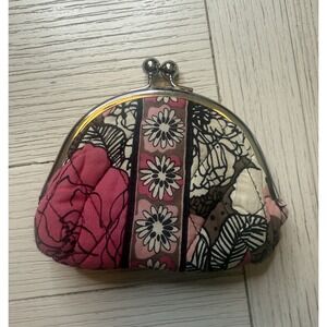 Vera Bradley "MOCHA‎ ROSE"  Double Kisslock Coin Purse. RETIRED PATTERN. 90s